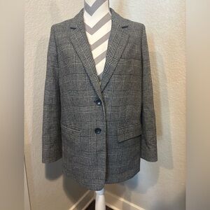 Everlane Black and Gray Checkered Blazer